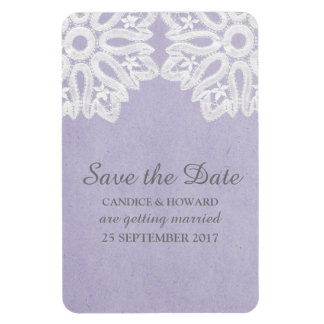 Paarse Elegante Kant Save the Date Flexi Magneet