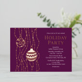 Paarse Elegante Kerst Party Zakelijke Vakantie Folie Uitnodiging (Staand Voorkant)
