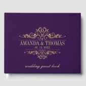 Paarse elegante Lijst gepersonaliseerde bruiloft Gastenboek (Voorkant)