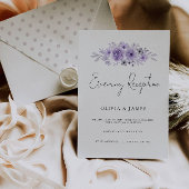 Paarse elegante minimalistische avondreceptie kaart