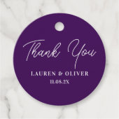 Paarse Elegante Minimalistische Bruiloft Dank u Bedankjes Labels (Voorkant)
