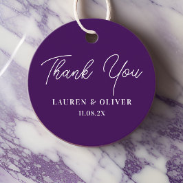 Paarse Elegante Minimalistische Bruiloft Dank u Bedankjes Labels