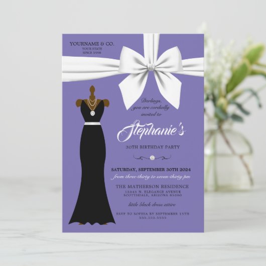 Paarse Elegante Mode Tiffany Verjaardagsuitnodigin Kaart (Staand voorkant)