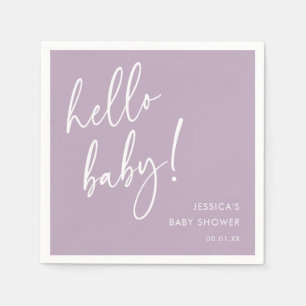 Paarse Elegante Moderne Hallo Baby Shower Servette Servet