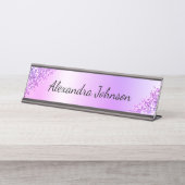 Paarse Elegante Moderne Professionele Kantoor Bureau Naambordje (Voorkant)