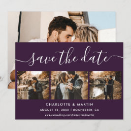 Paarse Elegante Moderne Script Foto Collage Bruilo Save The Date
