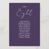 Paarse Elegante Moderne Zitting Grafiek Tabel Numm Kaart (Achterkant)