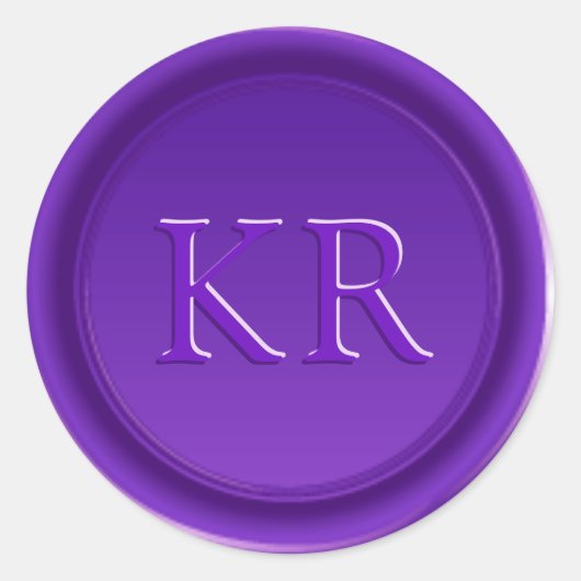 Paarse Elegante Monogram Waszegel Ronde Sticker (Voorkant)