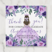 Paarse elegante Quinceanera Bedankt Bedankjes Labels (Voorkant)