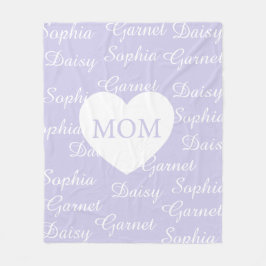 Paarse Elegante Script Familienamen Monogram Hart Fleece Deken