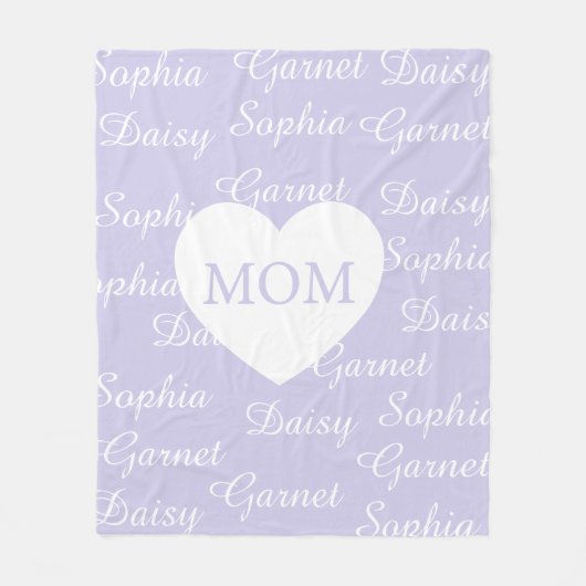 Paarse Elegante Script Familienamen Monogram Hart Fleece Deken (Voorkant)