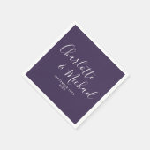 Paarse Elegante Script Minimalistische Servetten (Hoek)