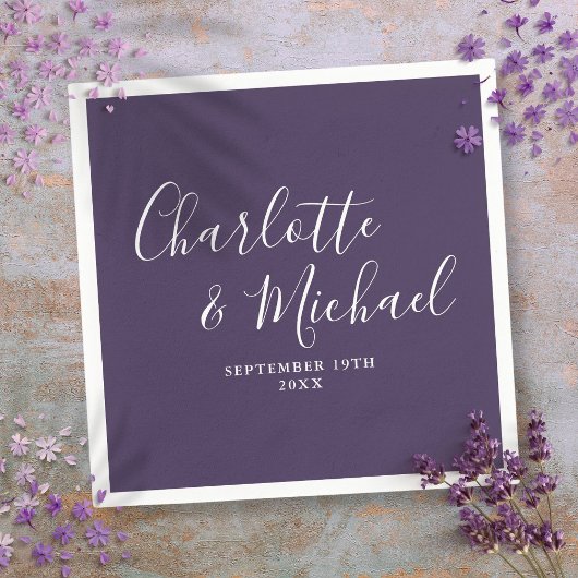 Paarse Elegante Script Minimalistische Servetten