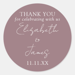 Paarse Elegante Script Trouw Dank Je Ronde Sticker