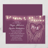 Paarse elegante string lichten boom romantische br kaart (Voorkant / Achterkant)