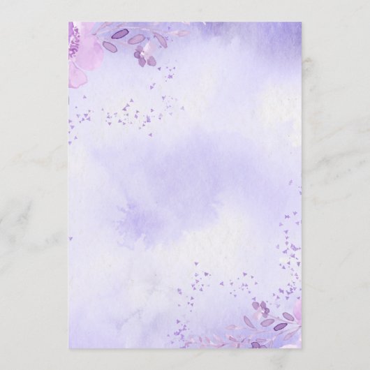 Paarse Elegante Tafel Menu Kaarten (Achterkant)