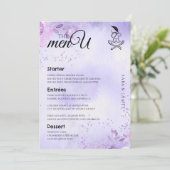 Paarse Elegante Tafel Menu Kaarten (Staand voorkant)