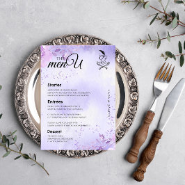 Paarse Elegante Tafel Menu Kaarten