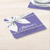 Paarse Elegante Tiffany Fancy Feestelijke Tafelser Kartonnen Onderzetters (Schuin)