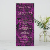 Paarse Elegante Trouwmenu Kaart (Staand voorkant)
