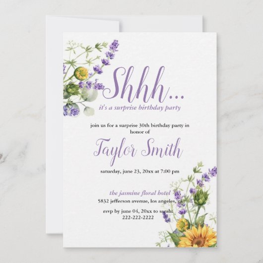 Paarse elegante uitnodiging voor een verrijkingspa (Voorkant)