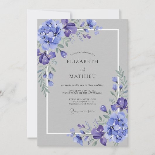 Paarse Elegante Waterverf Bruiloft Kaart (Voorkant)