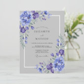 Paarse Elegante Waterverf Bruiloft Kaart (Staand voorkant)