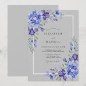 Paarse Elegante Waterverf Bruiloft Kaart (Voorkant / Achterkant)