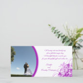 Paarse elegante wervelende huwelijks dank je wel f bedankkaart (Staand voorkant)