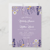 Paarse Elegante Wilde Bloem Rustieke Bruiloft  Kaart (Voorkant)