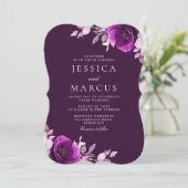 Paarse Elegantie Amethist & Indigo, Lila bruiloft Kaart (Staand voorkant)