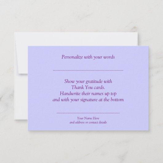 Paarse elegantie Dank u opmerking Kaart (Achterkant)