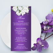 Paarse Elegantie en Witte Bruidsboeket Bruiloft Menu