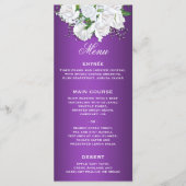 Paarse Elegantie en Witte Bruidsboeket Bruiloft Menu (Voorkant)
