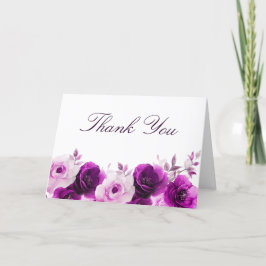 Paarse Elegantie: Lila Violet Rozen Floral Wedding Bedankkaart