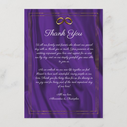 Paarse Elegantie trouwringen dank u Informatiekaartje (Voorkant)