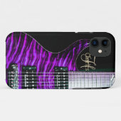 Paarse Elektrische Gitaar Monogram iPhone Hoes (Achterkant (horizontaal))