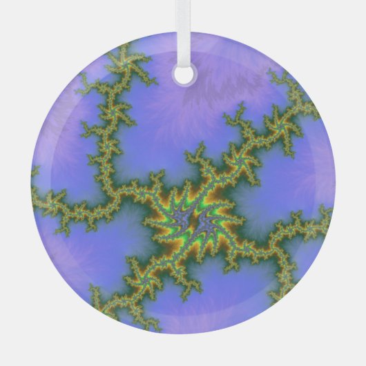 Paarse elektrische Storm Fractal Abstracte Suncatc Glas Ornament (Voorkant)