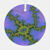 Paarse elektrische Storm Fractal Abstracte Suncatc Glas Ornament (Achterkant)