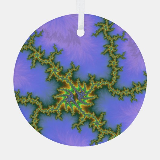 Paarse elektrische Storm Fractal Abstracte Suncatc Glas Ornament (Achterkant)