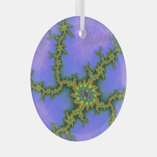 Paarse elektrische Storm Fractal Abstracte Suncatc Glas Ornament (Voorkant Rechts)