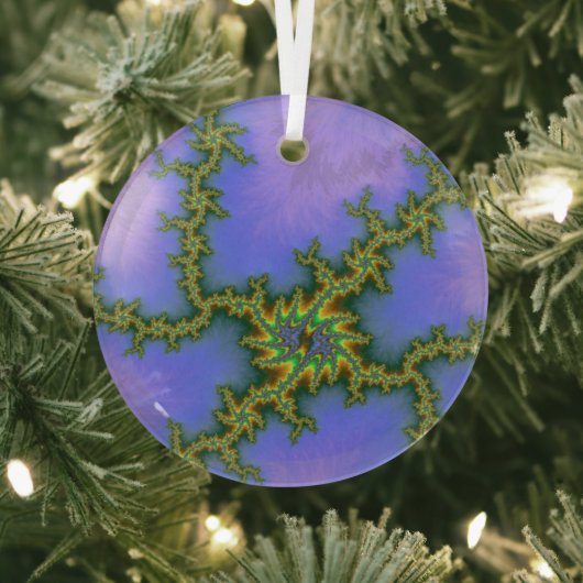 Paarse elektrische Storm Fractal Abstracte Suncatc Glas Ornament (Insitu)