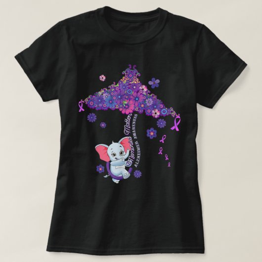 Paarse Elephant Alzheimer Bewustmakingsherinnering T-shirt (Design voorkant)