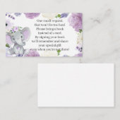 Paarse Elephant Baby shower Book Request Kaart (Voorkant / Achterkant)