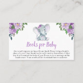 Paarse Elephant Baby shower Books for Baby Visitekaartje (Voorkant)