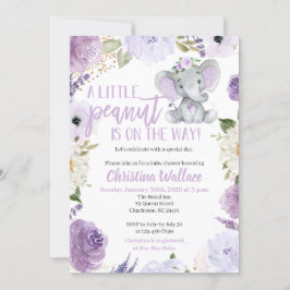 Paarse Elephant Baby Shower Invitations for a Girl Kaart