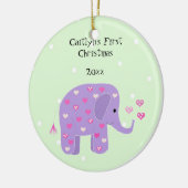 Paarse Elephant Baby's eerste Kerstmis Keramisch Ornament (Links)