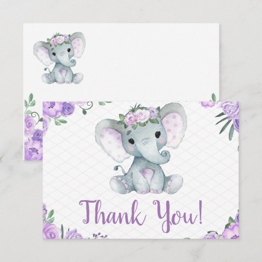 Paarse Elephant Dank je Rozen Girl (Voorkant / Achterkant)