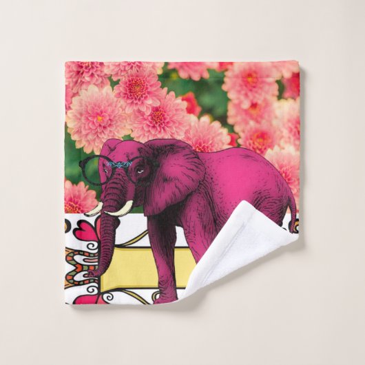 Paarse Elephant Floral Bathroom Towel sets Bad Handdoek (Wasdoekje)