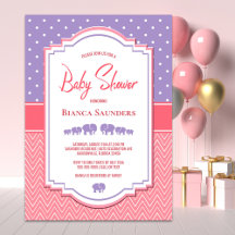 Paarse elephants en Polka Dot Baby shower